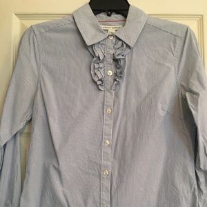 BR pin-striped blouse with ruffles